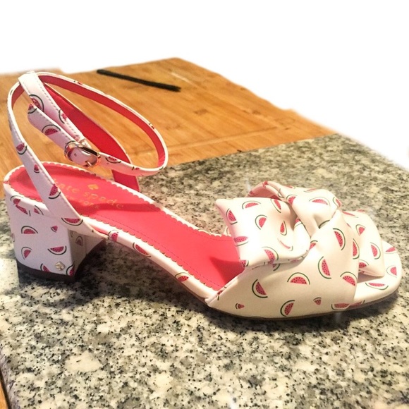 Kate Spade RARE Watermelon Pattern Strappy Open Toe Block Heel - size 7 - Picture 4 of 6